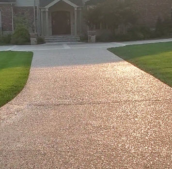 Newly Sealed Exposed Aggregate Concrete
